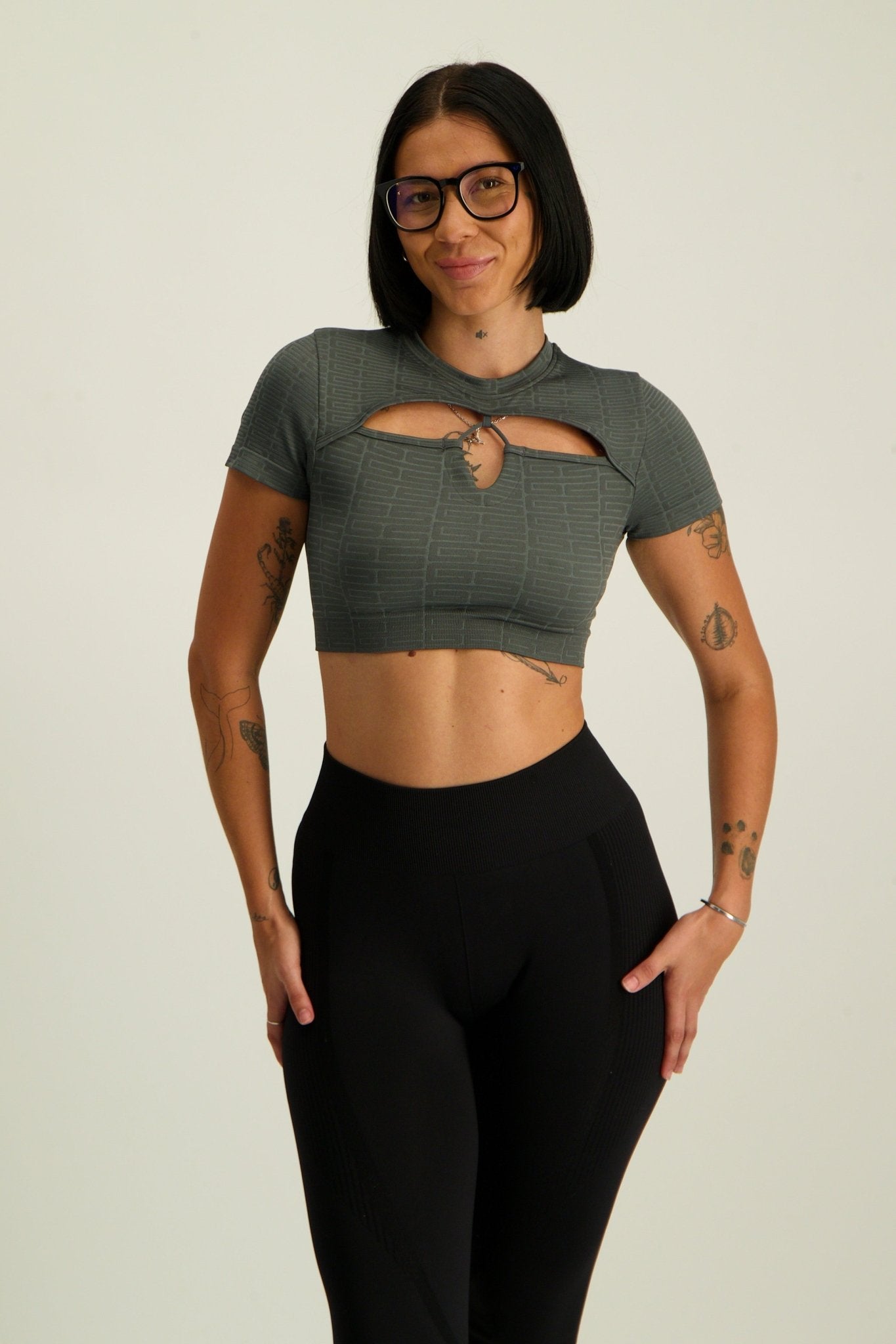 Gymshark Adapt Monogram Seamless Crop Top - Slate Teal