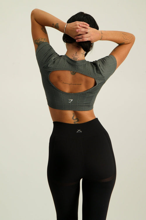 Gymshark Adapt Monogram Seamless Crop Top - Slate Teal