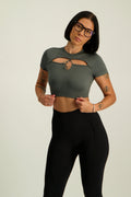 Gymshark Adapt Monogram Seamless Crop Top - Slate Teal