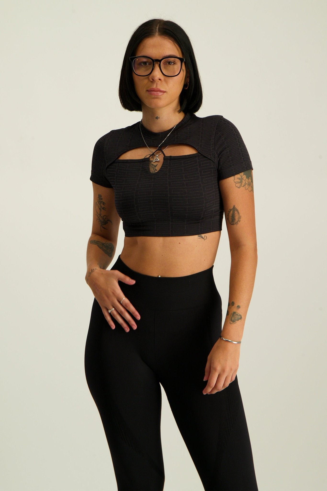 Gymshark Adapt Monogram Seamless Ruched Crop Top - Black