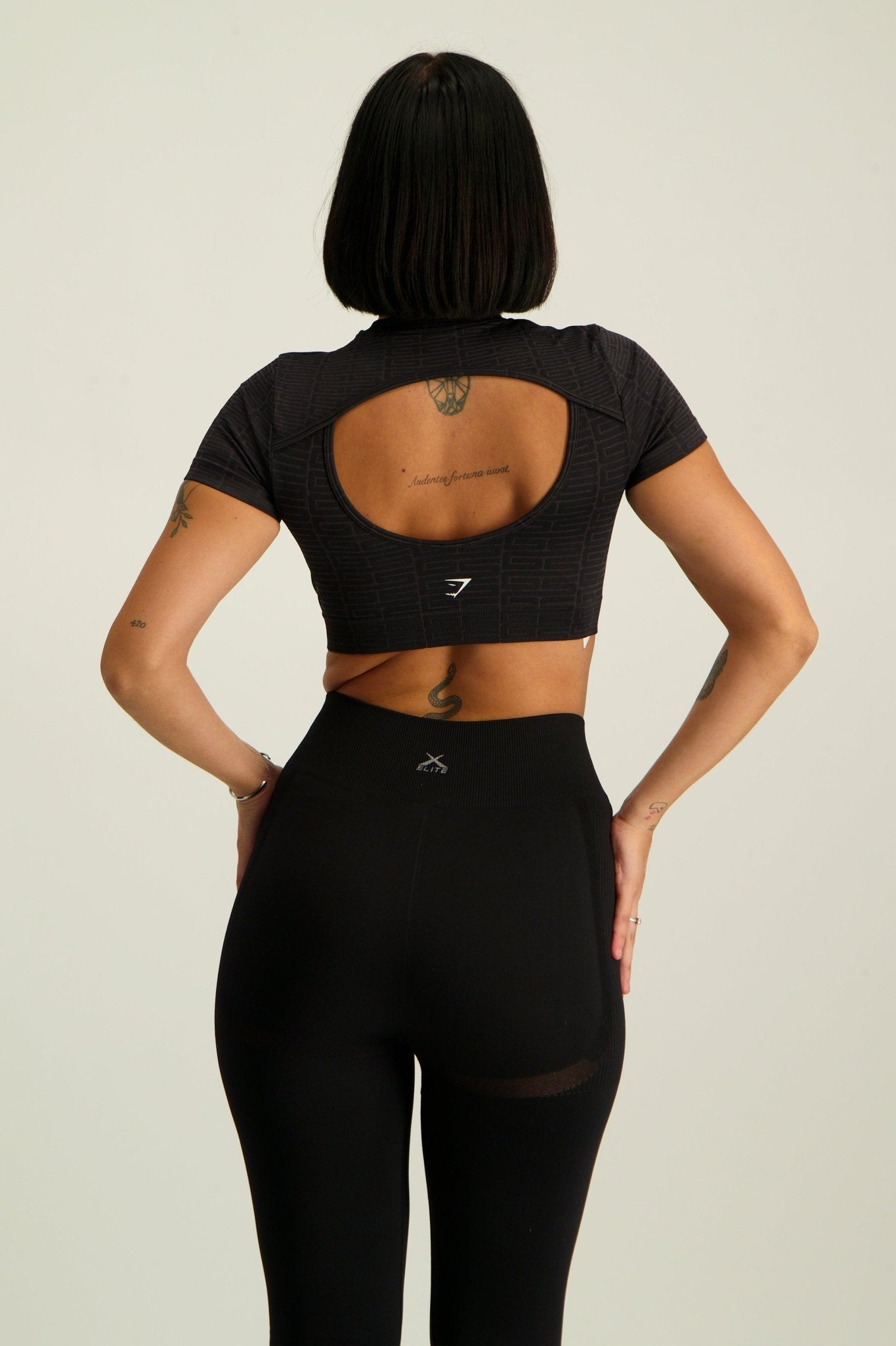 Gymshark Adapt Monogram Seamless Ruched Crop Top - Black