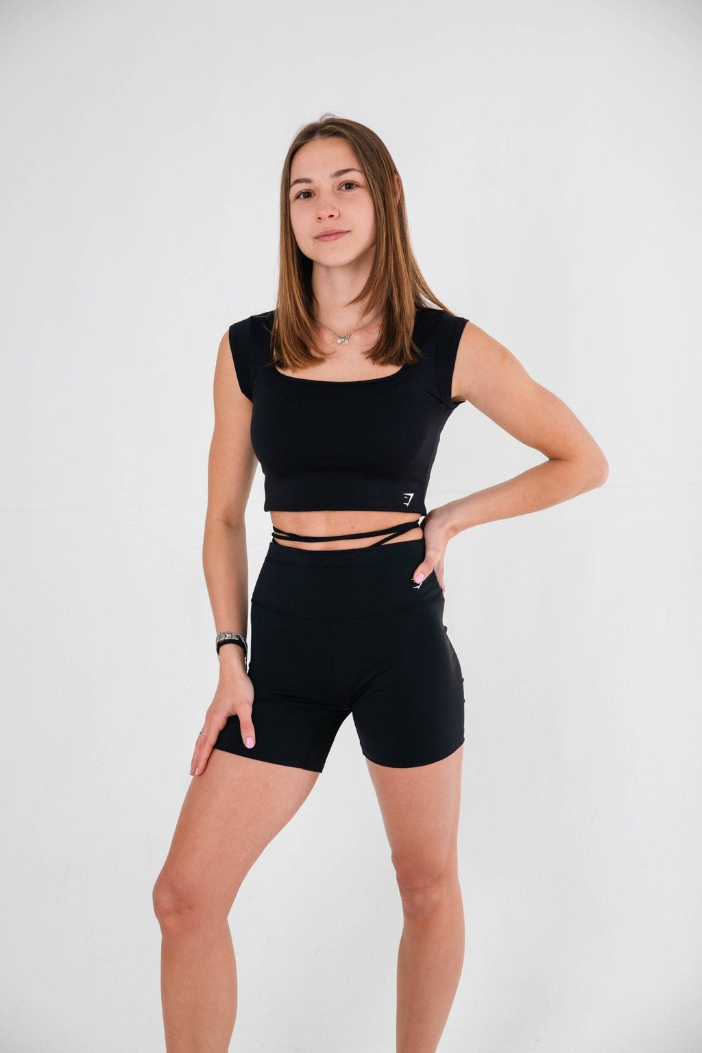 Gymshark Black Ribbon Tie Waisted Short