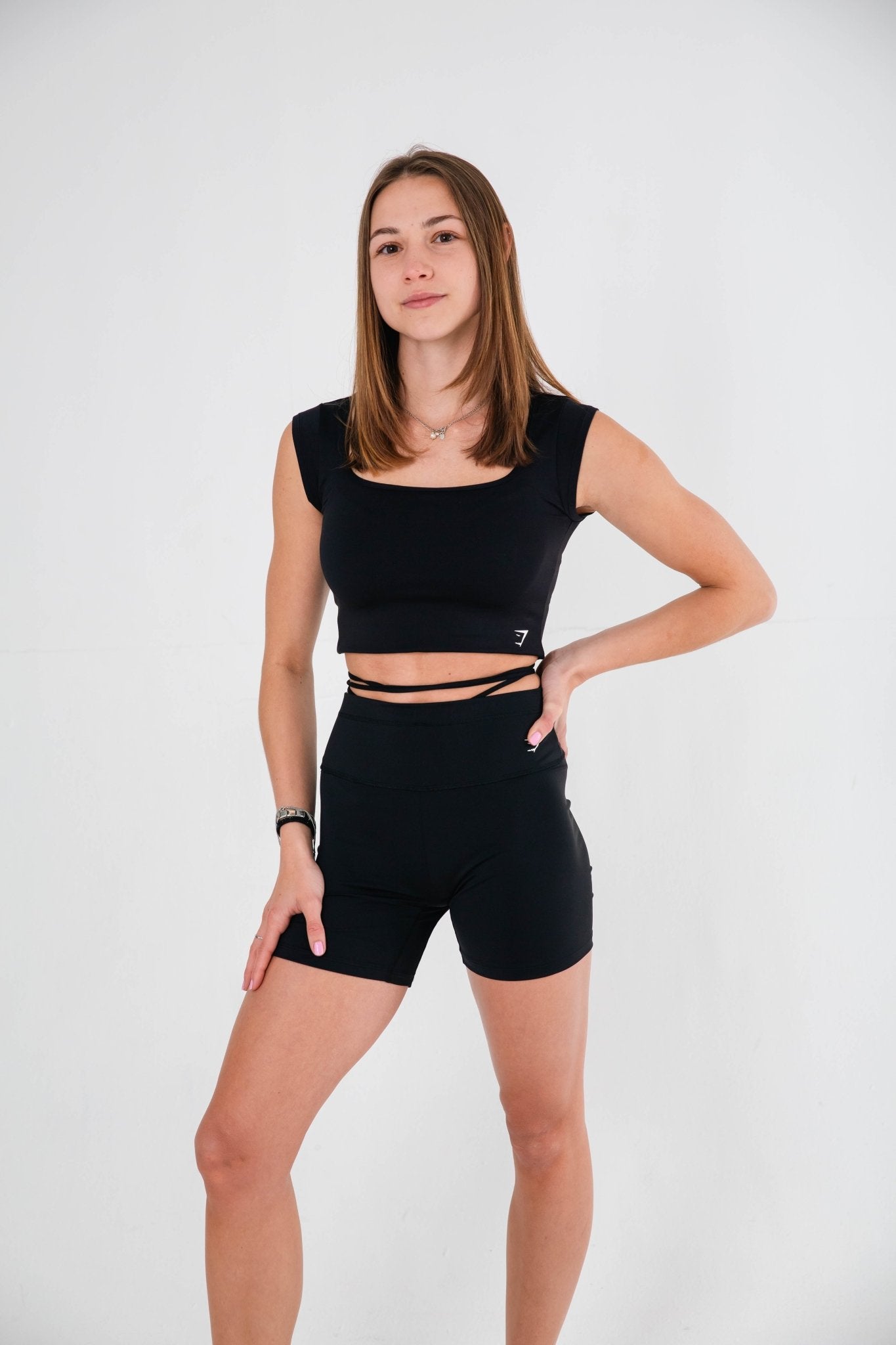 Gymshark Black Ribbon Tie Waisted Short