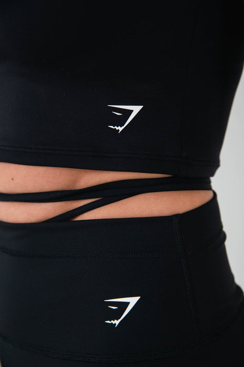 Gymshark Black Ribbon Tie Waisted Short