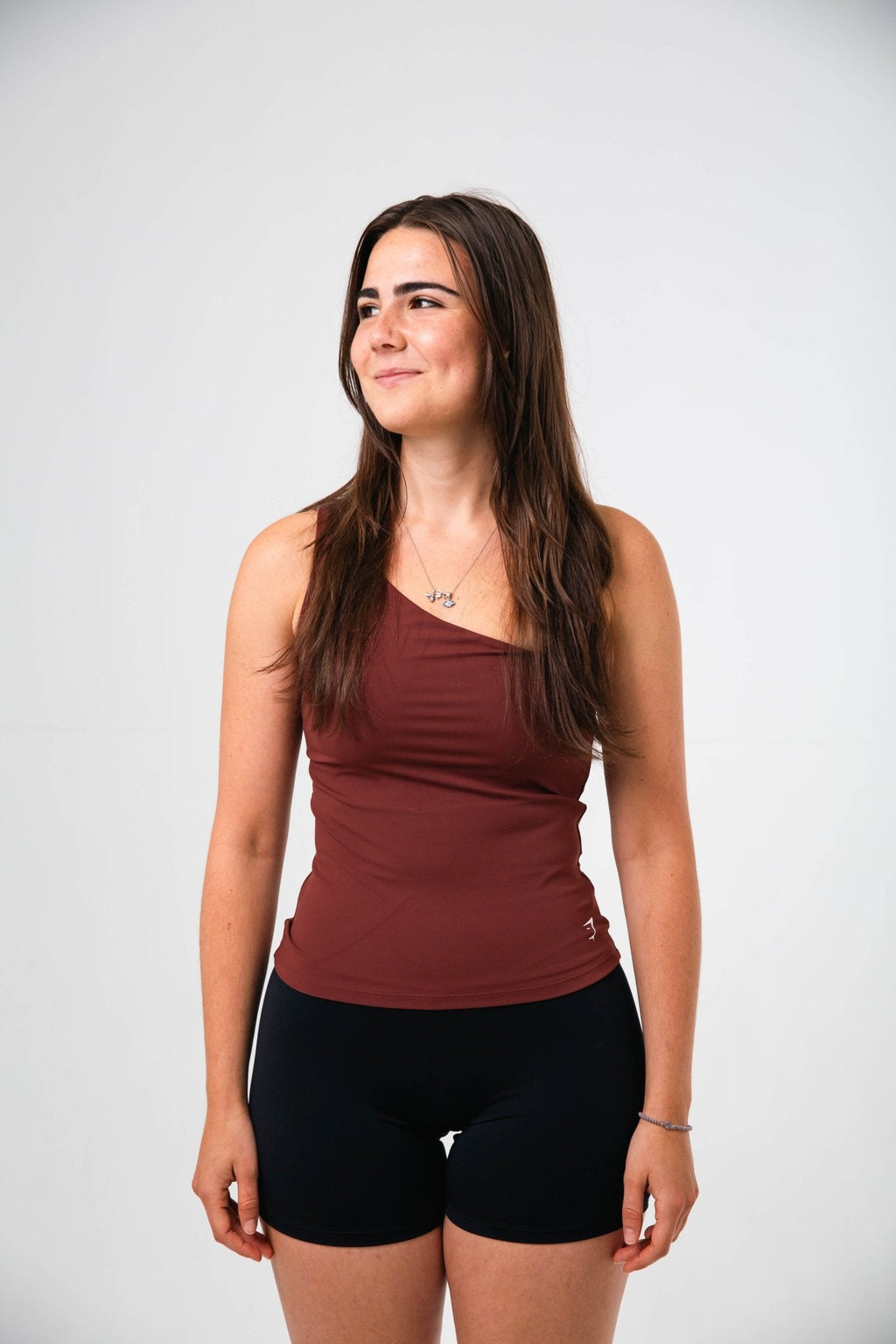 Gymshark Burgundy Brown Asymmetric Shelf Tank