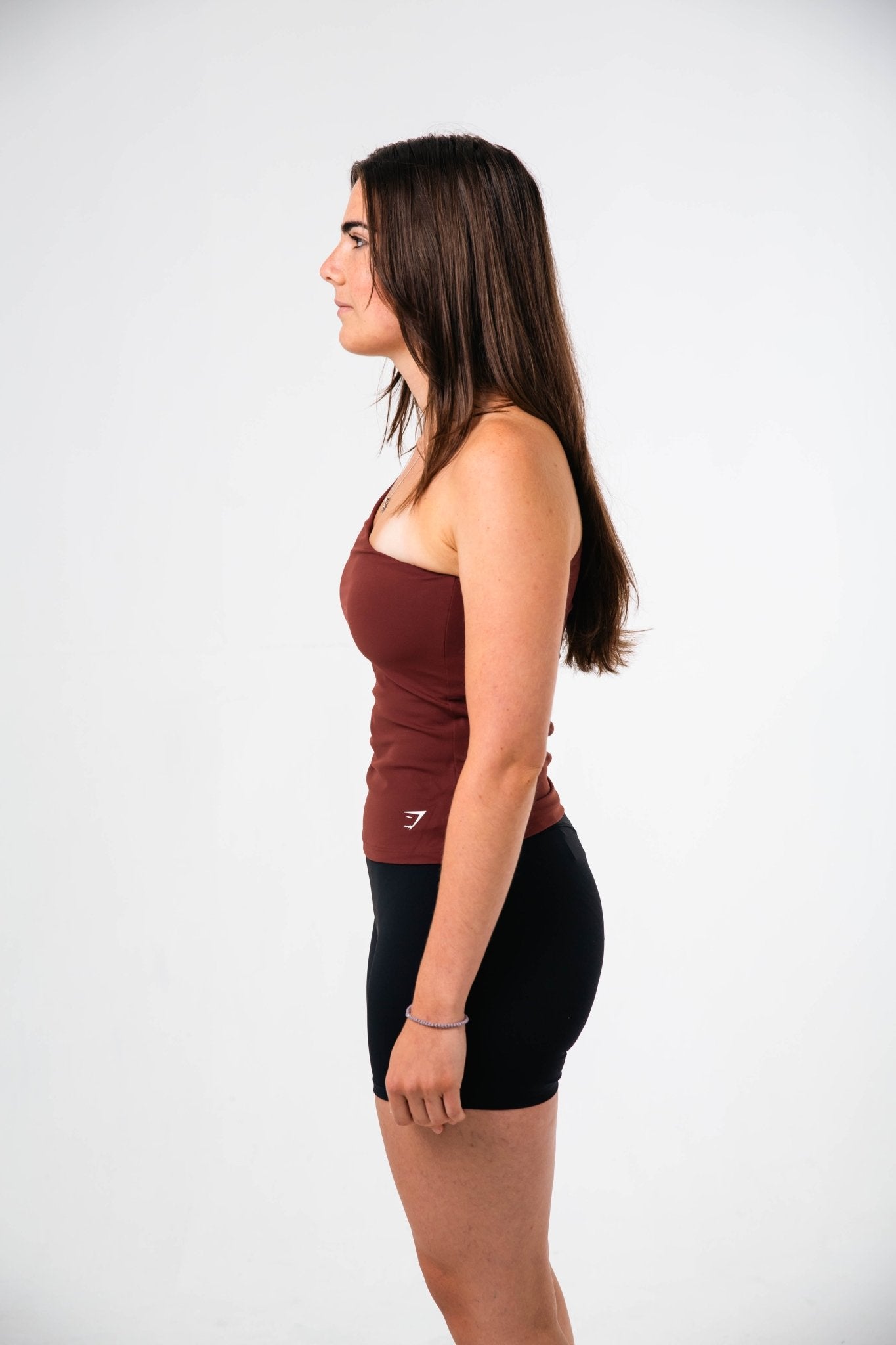 Gymshark Burgundy Brown Asymmetric Shelf Tank
