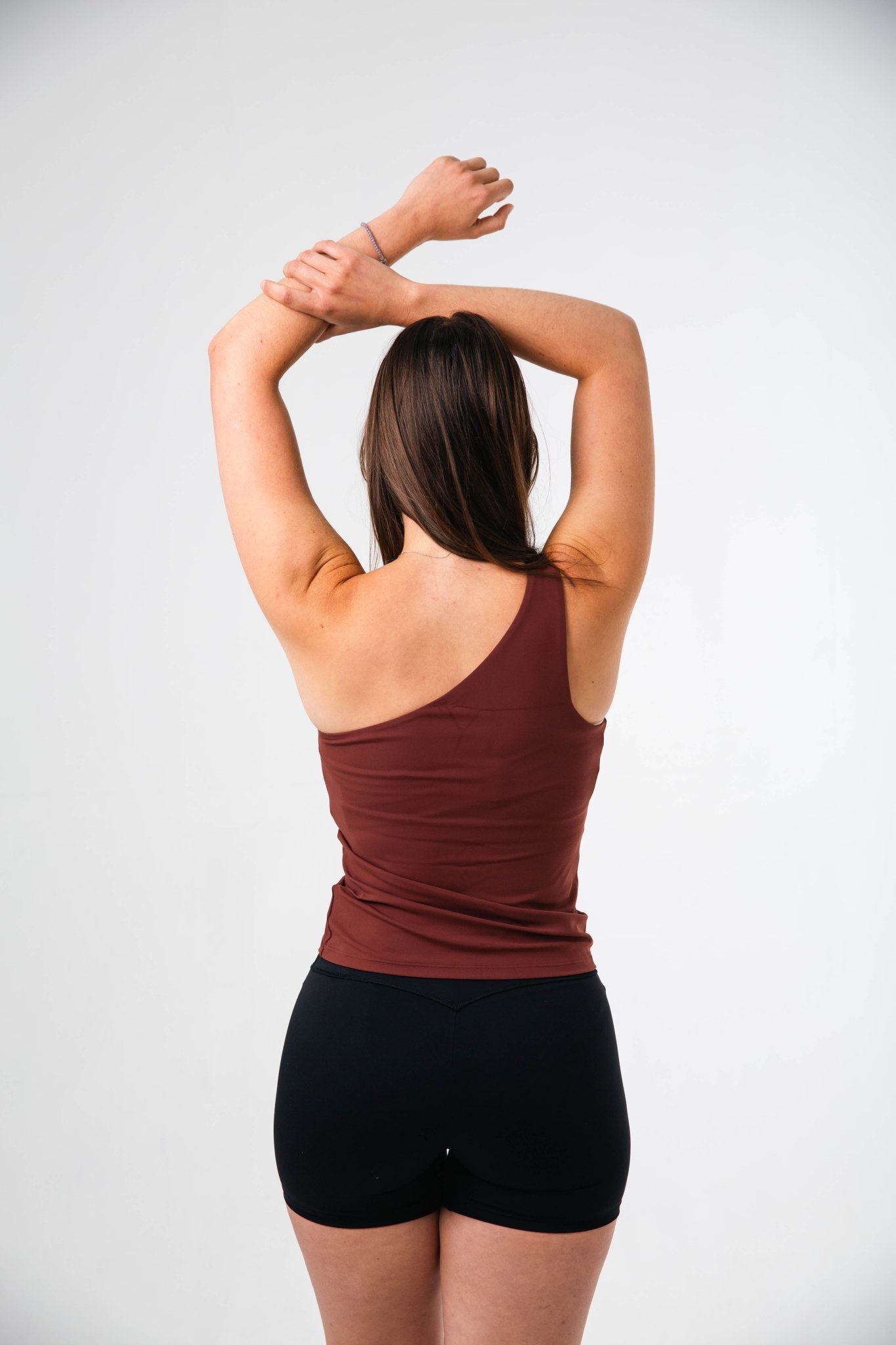 Gymshark Burgundy Brown Asymmetric Shelf Tank