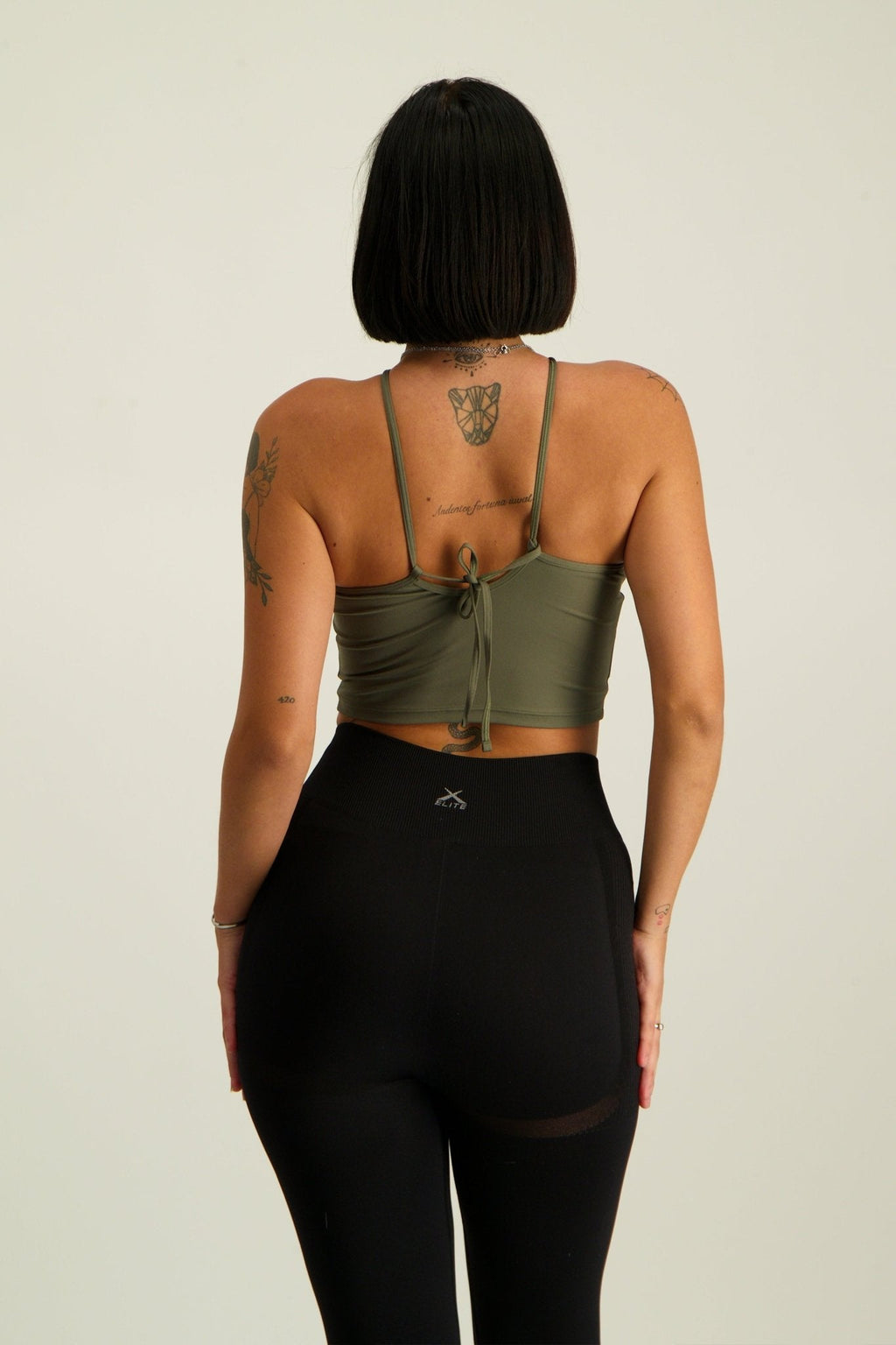 Gymshark Everyday Halter Neck Ribbon Tank - Core Olive