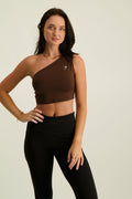 Gymshark Everyday One Shoulder Ruched Tank - Archive Brown