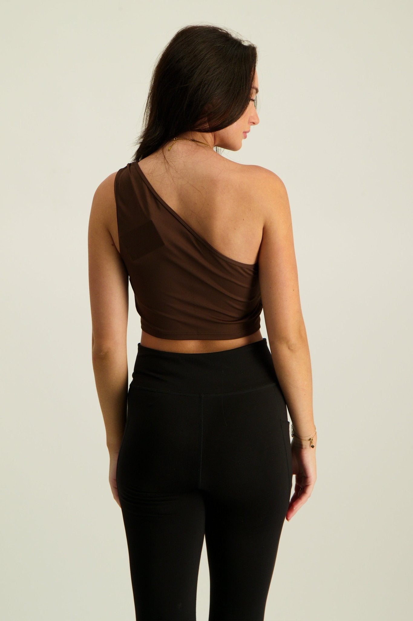 Gymshark Everyday One Shoulder Ruched Tank - Archive Brown