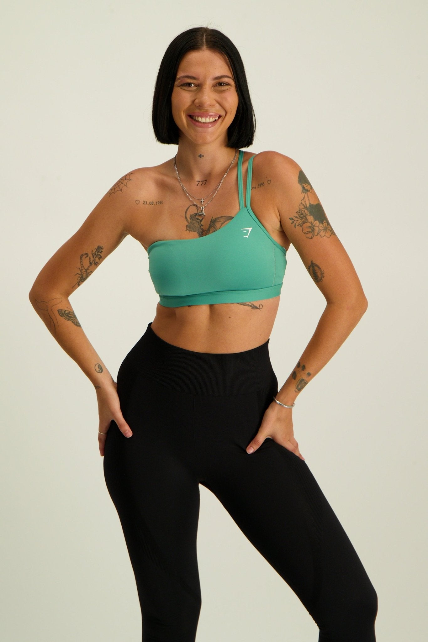 Gymshark One Shoulder Sports Bra - Lagoon Green