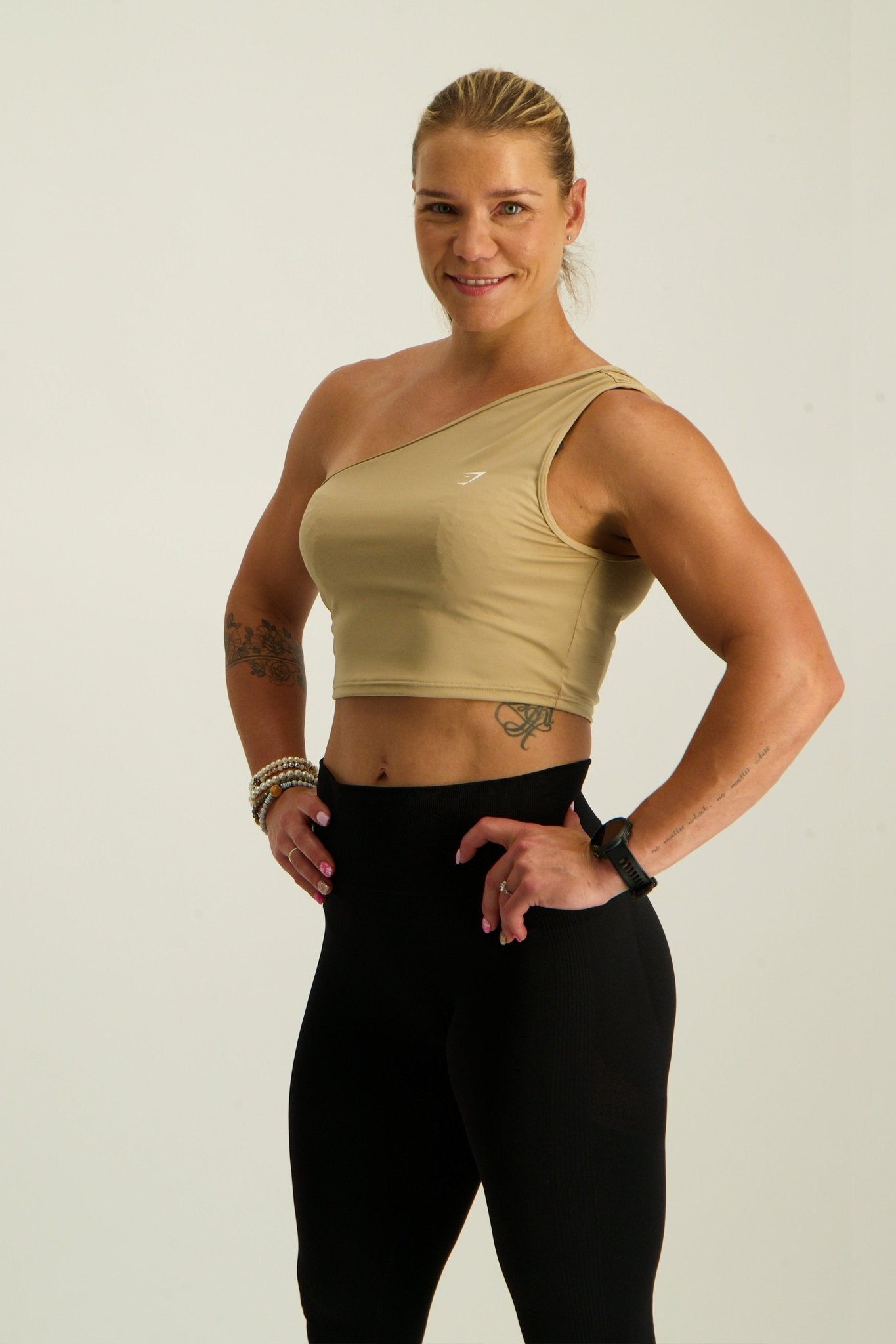 Gymshark Training One Shoulder Ruched Tank - Deep Fawn Brown