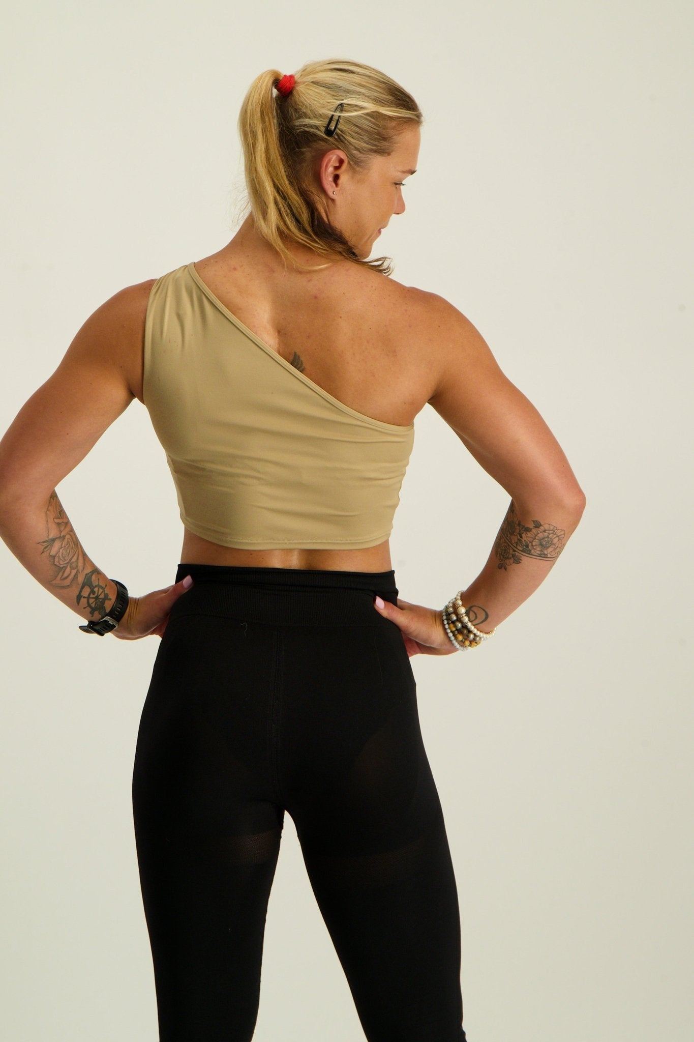 Gymshark Training One Shoulder Ruched Tank - Deep Fawn Brown
