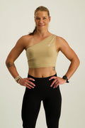 Gymshark Training One Shoulder Ruched Tank - Deep Fawn Brown