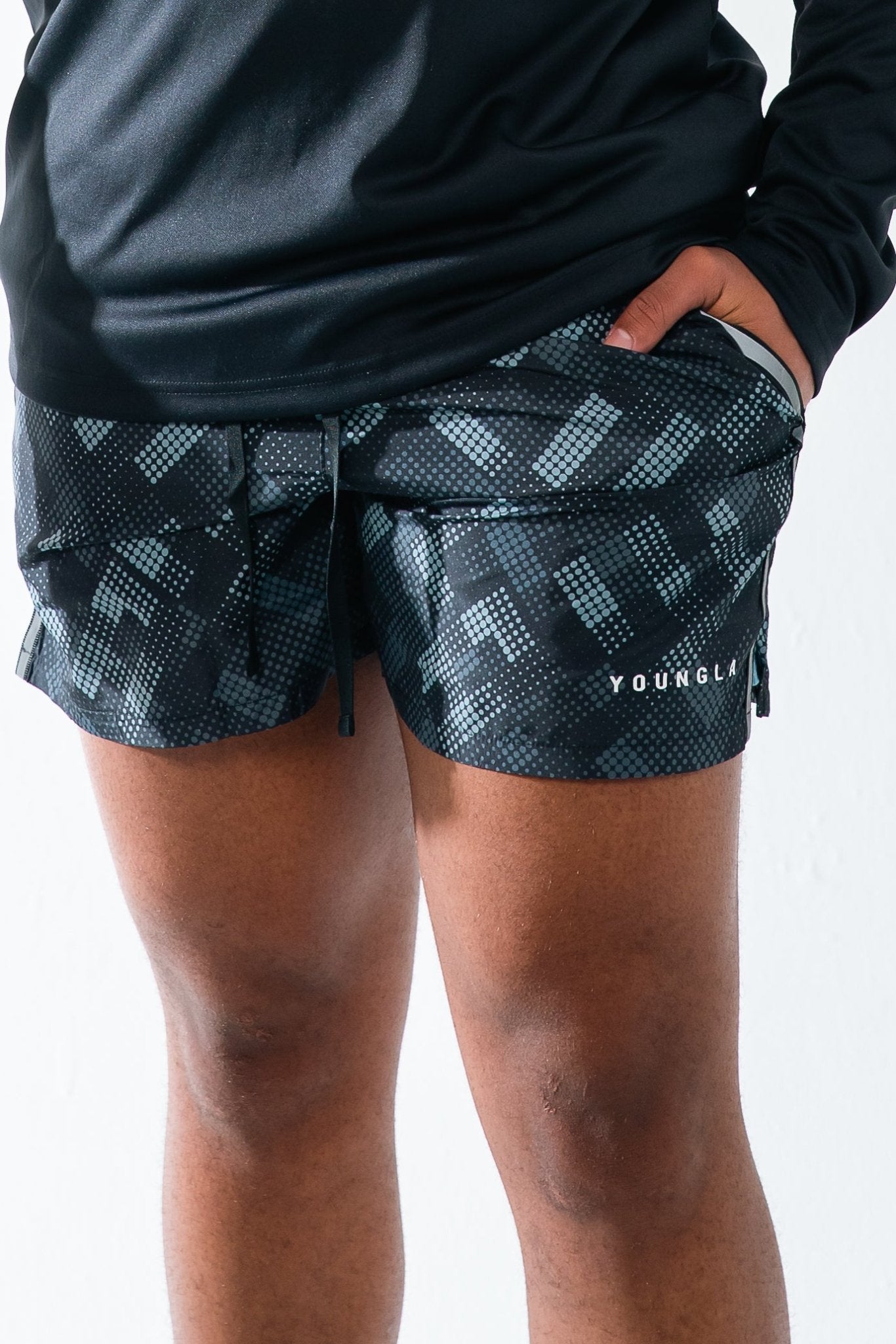 YoungLA Ultra Running Shorts Black Pixels